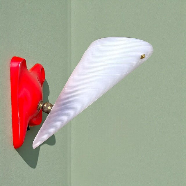 Plastic Mid-Century Modern French Red Plastic Adjustable Wall Sconce, 1960s For Sale - Image 7 of 15