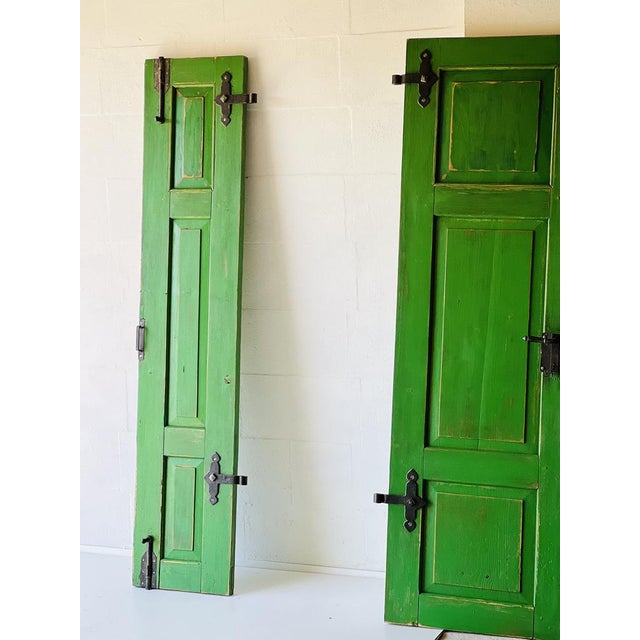 Antique Doors in Green, Set of 2 For Sale - Image 5 of 18