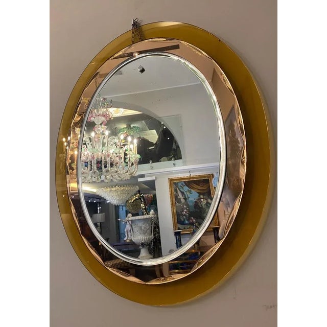 Brown Oval-Shaped Mirror attributed to Max Ingrand for Fontana Arte, 1960s For Sale - Image 8 of 11