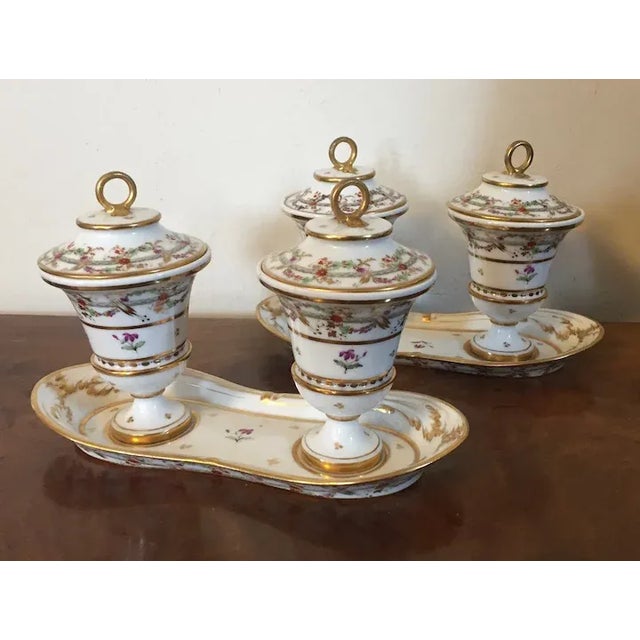 Antique 18th Century Dihl et Guerhard Porcelain Double Urns on Tray in Sprig - A Pair For Sale - Image 10 of 13