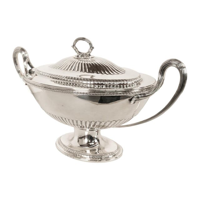 Metal Antique George III Sterling Silver Soup Tureen Cover Benjamin Laver London 1787 For Sale - Image 7 of 18