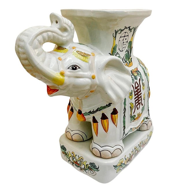 Mid 20th Century Hollywood Regency Style Chinoiserie Elephant Garden Stools - A Pair For Sale - Image 4 of 15