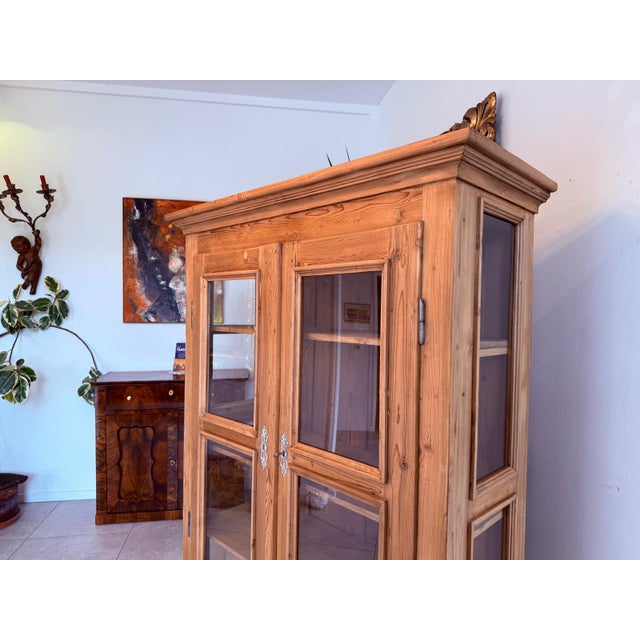 Antique Farmhouse Display Cabinet in Natural Wood For Sale - Image 5 of 10