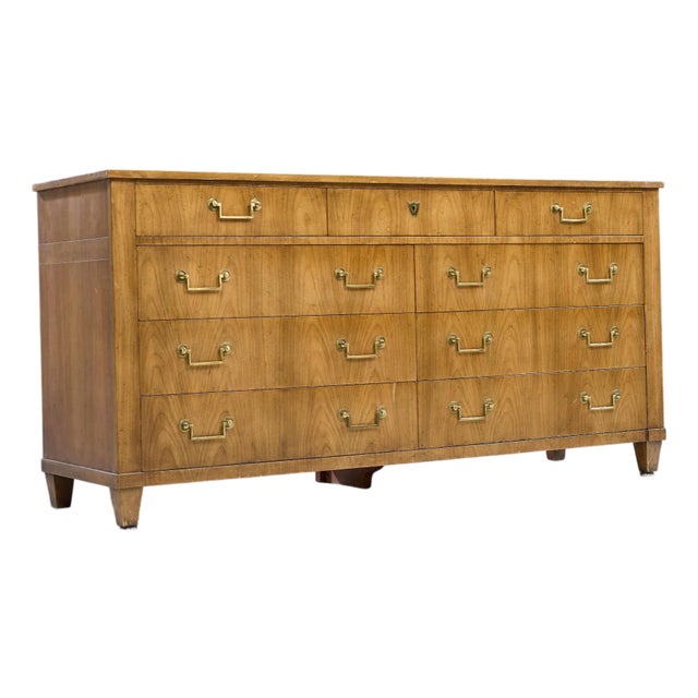 Baker French Cherry Regency Style 10 Drawer Long Dresser For Sale