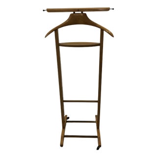 Mid-Century Italian Beech and Brass Suit Rack from Fratelli Reguitti, 1950s For Sale