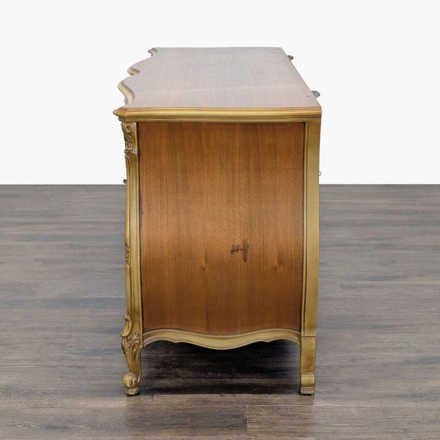 Elegant French Provincial Burl Wood 6-Drawer Dresser For Sale - Image 4 of 9