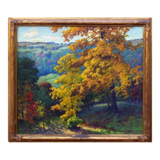 Exceptional Antique Large New England Fall Landscape Painting by Harriet Randall Lumis For Sale