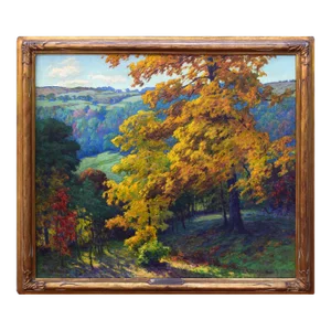 Exceptional Antique Large New England Fall Landscape Painting by Harriet Randall Lumis
