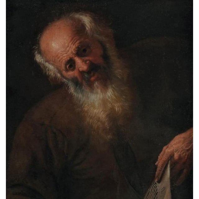 Spectacular Neapolitan School of the 17th century "Portrait of a Philosopher" Oil on canvas 74X98cm 84cm x 108cm with...
