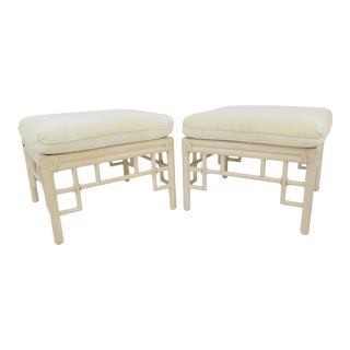 Vintage Ficks Reed Faux Bamboo Ottomans - a Pair For Sale