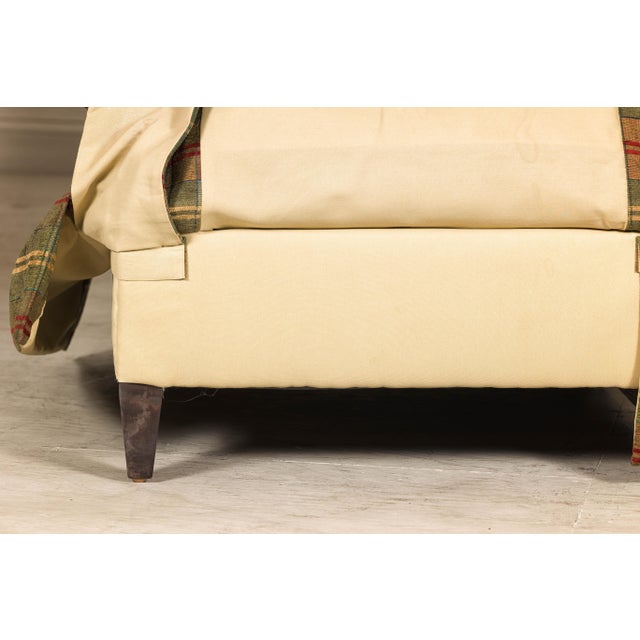 Pair of Kravet Plaid Upholstered Club Chairs with Skirted Base for Cozy Seating For Sale - Image 4 of 12