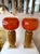 Metal Contemporary Pair of Brass and Red Murano Glass Bulb Shade Lamps, Italy For Sale - Image 7 of 12