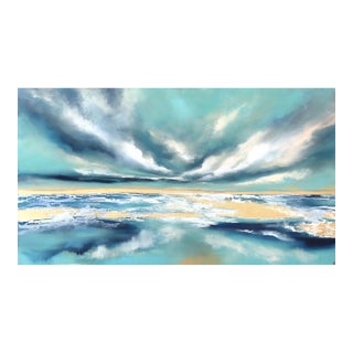 Sail Away - Large Original Coastal Oceanscape Painting on Canvas With Gold Leaf by Charlotte Elizabeth For Sale