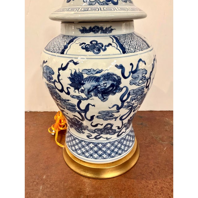Large Porcelain General Jar Lamp For Sale - Image 4 of 4