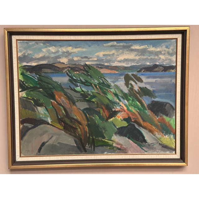 Swedish School, Rocky Shoreline, 1950s, Oil on Canvas, Framed For Sale - Image 13 of 18