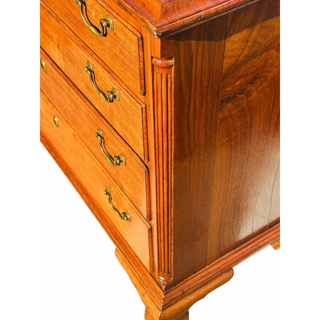 Antique Chippendale Delaware Valley Figured Walnut Gentlemen's Chest of Drawers For Sale - Image 4 of 12