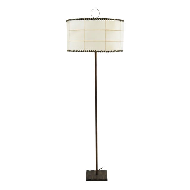 Minimalist Brutalist Floor Lamp in Parchment, 1960s For Sale