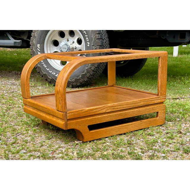 1980s 1980s Post Modern Lou Hodges Inspired Oak & Smoked Glass Living Room Set by the Stratford Company For Sale - Image 5 of 12