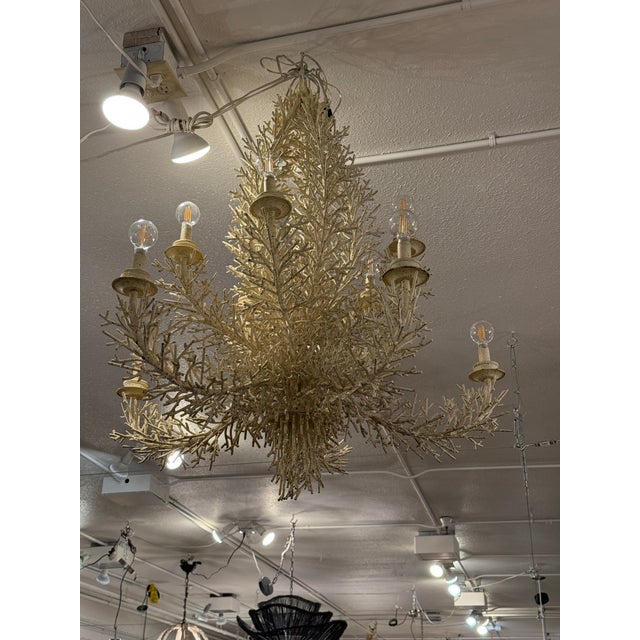 White Pride Sasser for Cosona Manufacturing 10-Light Metal Coral Chandelier For Sale - Image 8 of 12