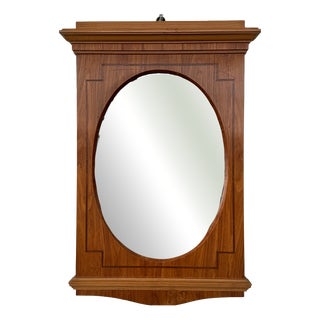 Vintage Italian Oval Mirror with Wooden Frame, 1930s For Sale