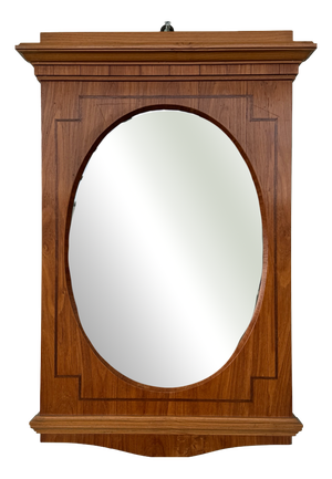 Vintage Italian Oval Mirror with Wooden Frame, 1930s