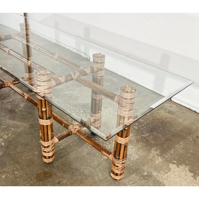 Brown Vintage Rectangular McGuire Bamboo Coffee Table For Sale - Image 8 of 10