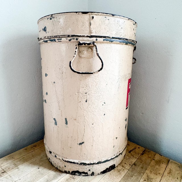 Peach Antique Metal Flour Tin With Hand Painted Lettering For Sale - Image 8 of 12