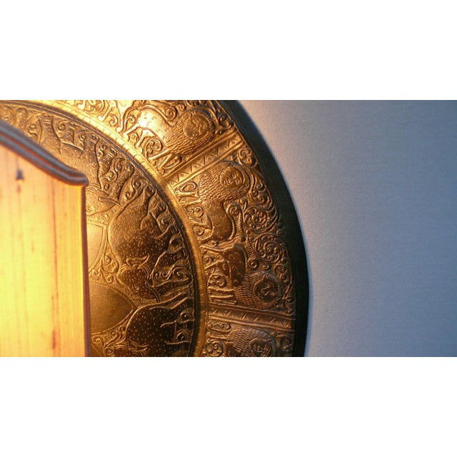 African Style Brass Lion and Elephant Wall Light with Clip on Shade, 1960s For Sale - Image 9 of 18