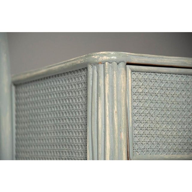 Vintage Distressed Rattan and Bamboo Headboard and Bedside Tables, 1970s, Set of 4 For Sale - Image 13 of 17