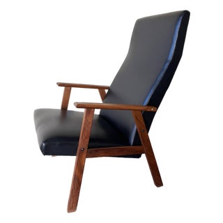 1960s Mid Century Scandinavian Teak High-Back Lounge Chair For Sale