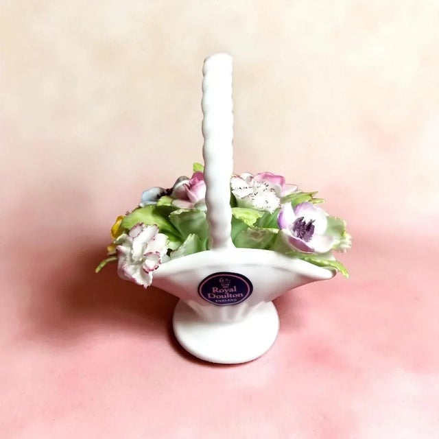 1970s Royal Doulton England Bone China Basket of Flowers For Sale In Dallas - Image 6 of 8