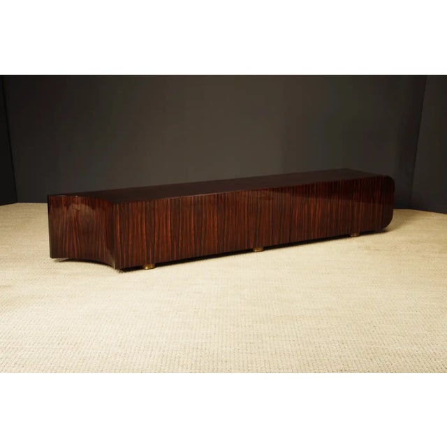 1970s Monumental Macassar and Brass Credenza by Leon Rosen for Johnny Carson, C 1970 For Sale - Image 5 of 18