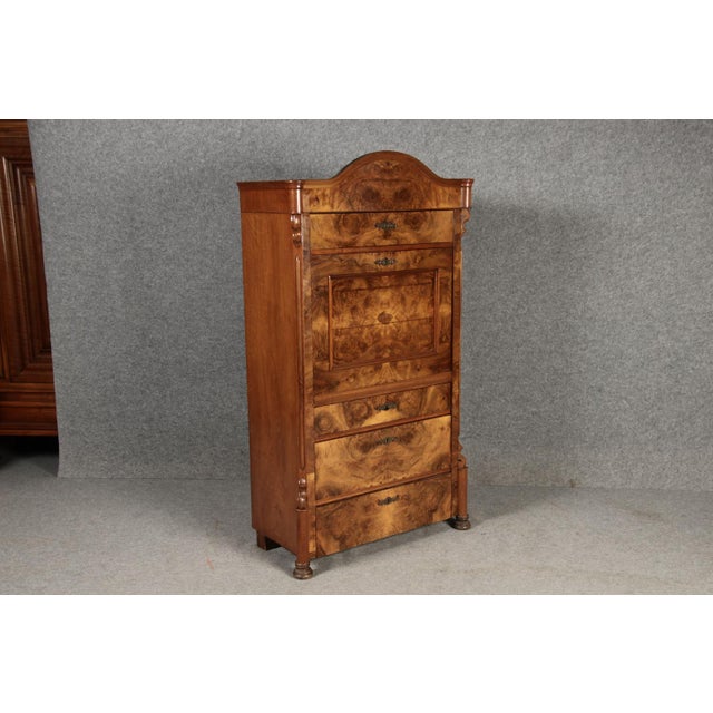 Antique Louis Phillipe Secretary in Walnut, 1860 For Sale - Image 12 of 18
