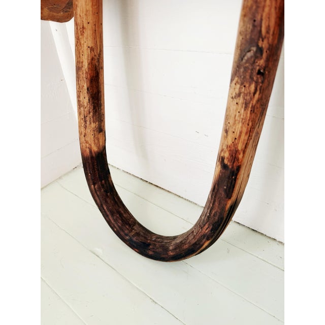19th Century Hand Hewn Double Ox Yoke With Original Bentwood Bows & Hand Forged Iron Hardware For Sale In Atlanta - Image 6 of 12