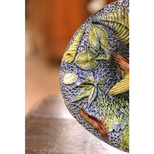 Late 19th Century 19th Century French Hand Painted Ceramic Barbotine Fish Platter Palissy Style For Sale - Image 5 of 7