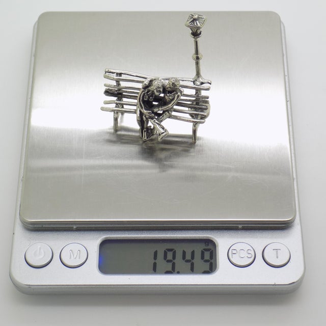 Silver Vintage Italian Handmade Silver Lovers on Bench Figurine, Tuscany, Italy, 1980s For Sale - Image 8 of 11