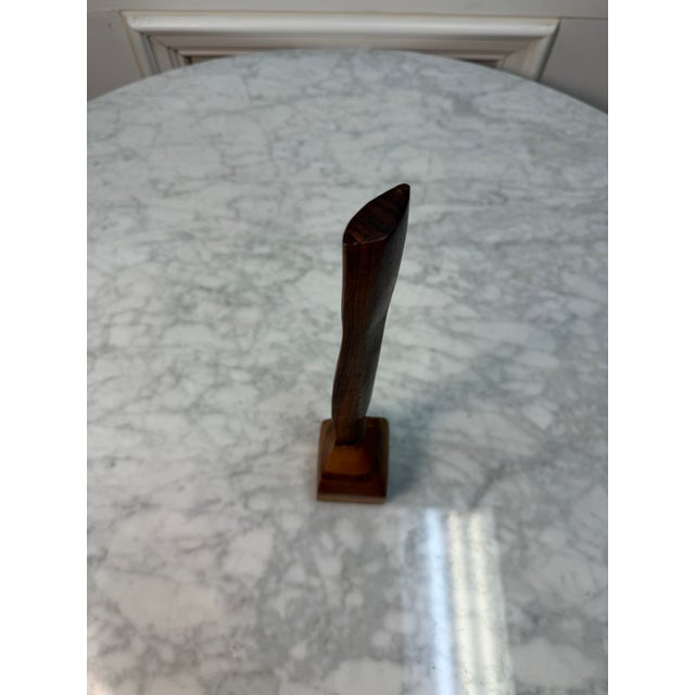 Mid 20th Century Mid-Century Modern Biomorphic Carved Walnut Abstract Sculpture on Multi-Wood Base For Sale - Image 5 of 6