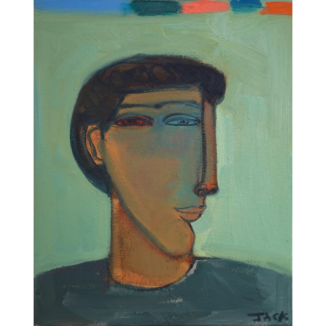 20"x 16" acrylic, oil on canvas. Framed in a white oak floater frame. Overall dimensions: 21.5"h x 17.5"w x 2.25"d....