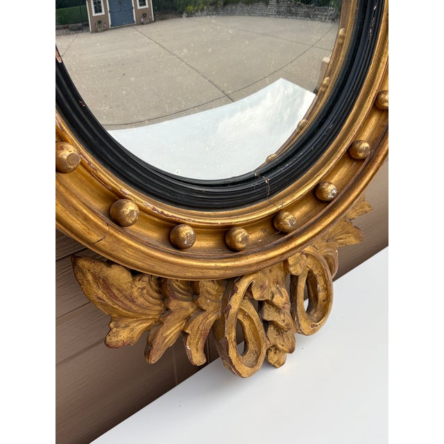Antique 19th Century American Federal Giltwood Eagle Bullseye Convex Mirror For Sale - Image 9 of 13