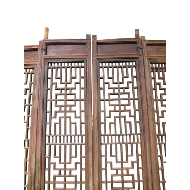 Late 18th Century Antique Chinese 6 Panel Lattice Wood Screen Doors For Sale - Image 5 of 12