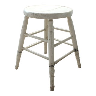 Distressed Carved French Milking Stool For Sale