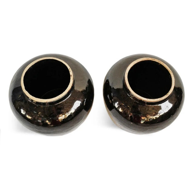 Mid 20th Century Vintage Mid 20th Century Black Ceramic Jar For Sale - Image 5 of 8