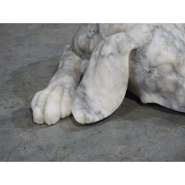 Italian Italian Volterra Alabaster Sleeping Hound Sculpture – Bardiglio Grey, 20th C. For Sale - Image 3 of 14