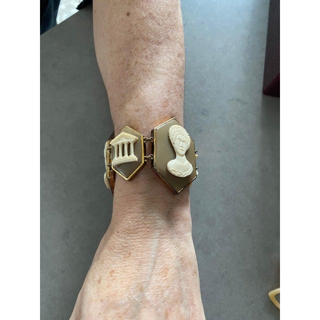Early 21st Century Miriam Salat Italian Cameo Bracelet Set In Sterling Silver & 18 K Gold Plating For Sale - Image 5 of 6