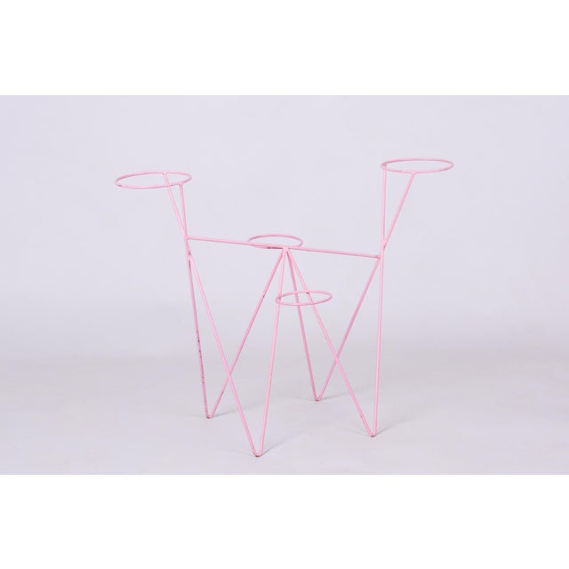 Pink Mid-Century Czech Flower Stand in Painted Metal, 1950s For Sale - Image 8 of 8