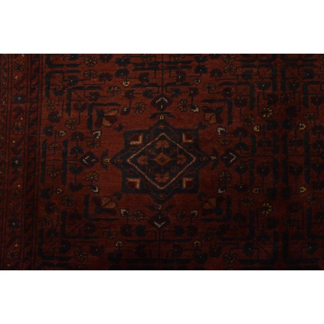 Red Turkmen Rug 6’8” X 9’7” Red Wool Tribal Hand-Knotted Oriental Carpet For Sale - Image 8 of 12