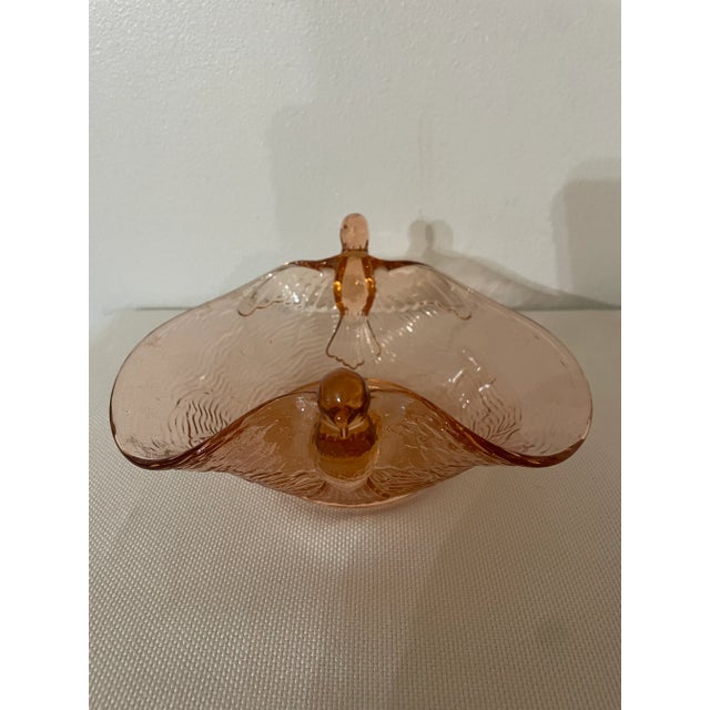 Glass 1940’s Fenton Blush Pink Depression Glass Bowl With Birds For Sale - Image 7 of 7
