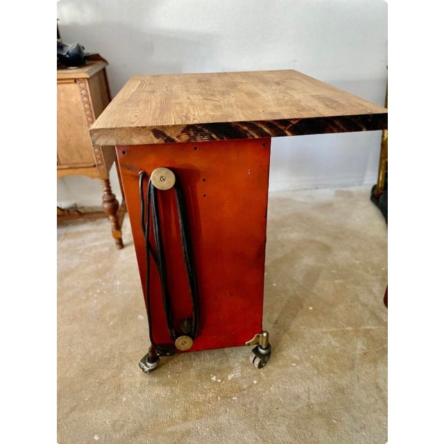 The Kwik Way System Repurposed 1940's Industrial Rolling Valve Cabinet Now a Bar Service Cart For Sale - Image 10 of 10