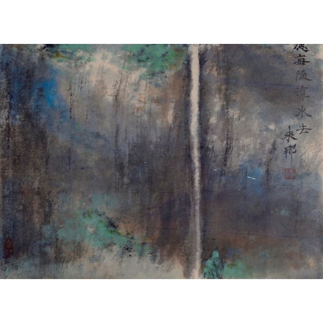 "Gift of Love", Waterfall Landscape Watercolor on Rice Paper For Sale - Image 4 of 7