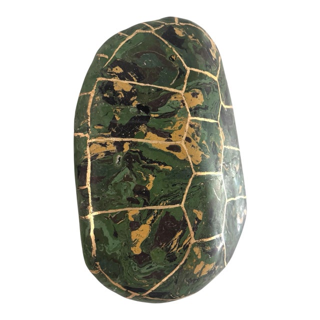 Set of 3 Handmade Scagliola Tortoise Shells in Malachite Design For Sale - Image 4 of 11